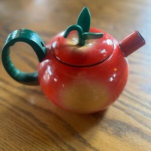 Vintage Copco Red Apple Tea Kettle Enamel 2.5 Qt 1980s Retro Kitchen